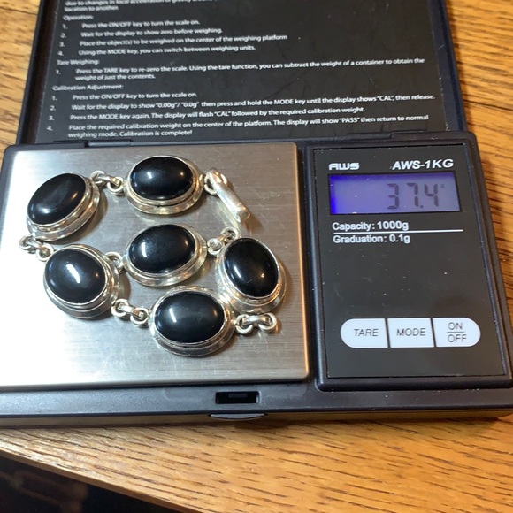 Vintage Heavy Sterling Silver Black Onyx Bracelet - Picture 17 of 17